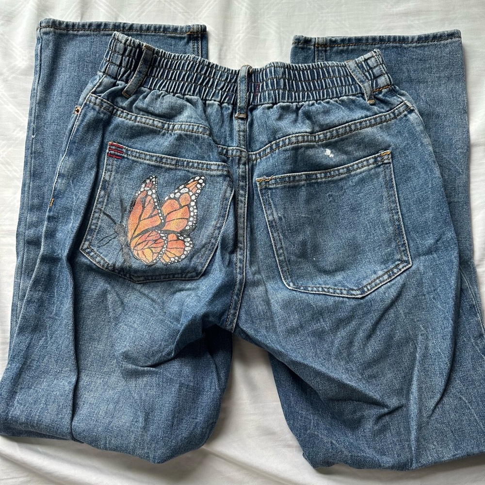 Urban Outfitters BDG Butterfly Handmade BOHO Straight-leg Jeans